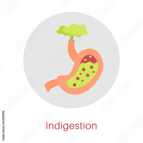 Indigestion symptom of gastritis vector illustration. Info graphic of digestive system disease isolated on white background
