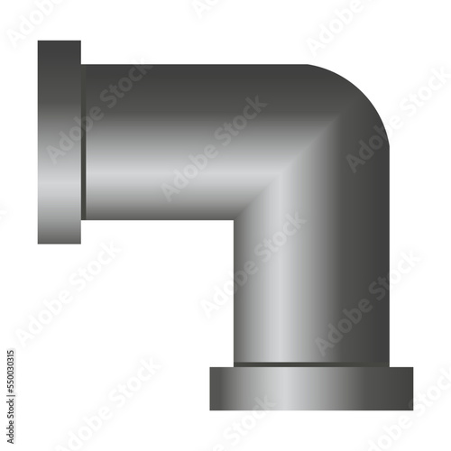 Icon of metal pipeline connection, valves, flanges, drains for water system. Industrial plumbing concept. Pipe vector illustration