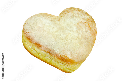 Berliner Pfannkuchen Krapfen in Herzform mit Puderzucker   Hintergrund transparent photo