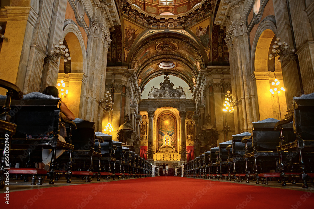 Part of the inside of the Candelária Church in Rio de Janeiro. The Church of Nossa Senhora da Candelária is a Catholic temple located in downtown Rio de Janeiro, Brazil. 