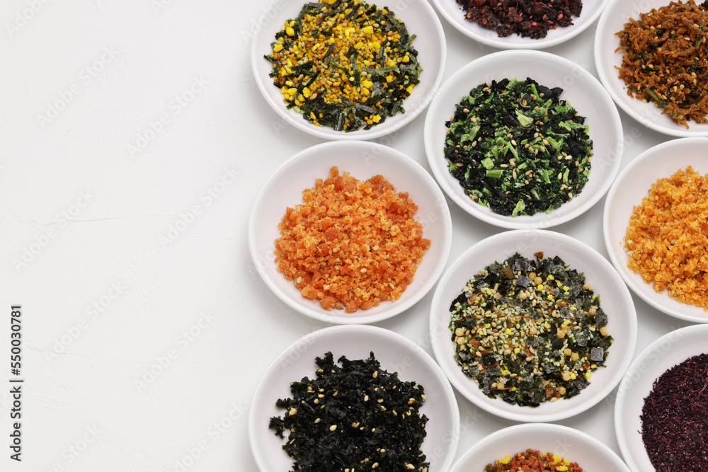 Furikake is a Japanese dry condiment. It is mainly eaten by sprinkling it over on rice. Furikake is a Japanese dry condiment. It is mainly eaten by sprinkling it over on rice.