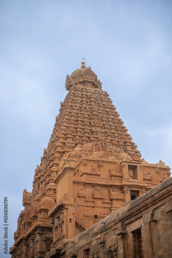 Thanjavur Big temple tower with the plain sky Background