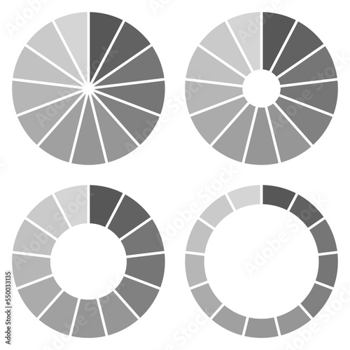 Pie chart,set of circle infographic templates illustration,vector.Circles divided in 13 segments