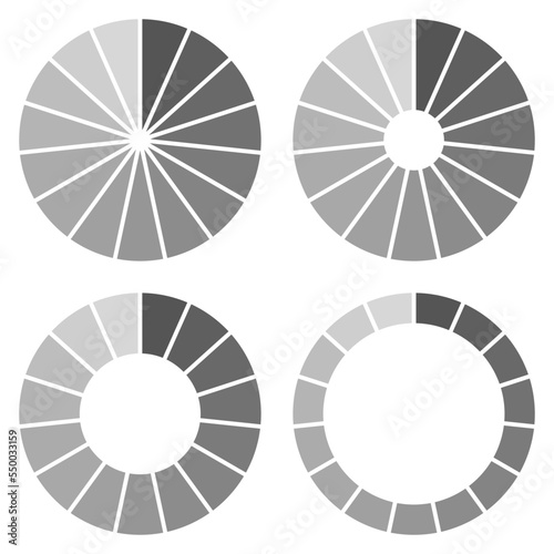 Pie chart,set of circle infographic templates illustration,vector.Circles divided in 15 segments