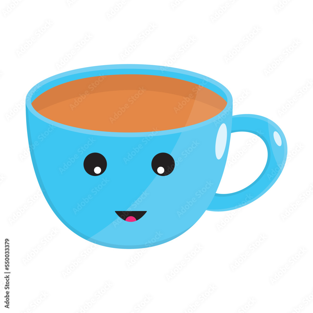 Cute teacup isolated on a white background. Cartoon style teacup. Cute teacup isolated on a white background. Cartoon style teacup.
