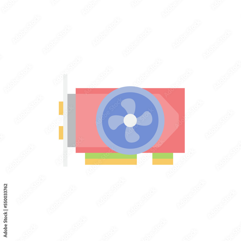 Graphic card icon in color, isolated on white background 
