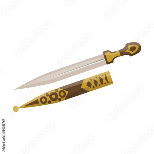 Souvenir knife. Symbol of Georgia vector illustration. Ornament with Georgian dagger isolated on white background. Traveling, culture concept