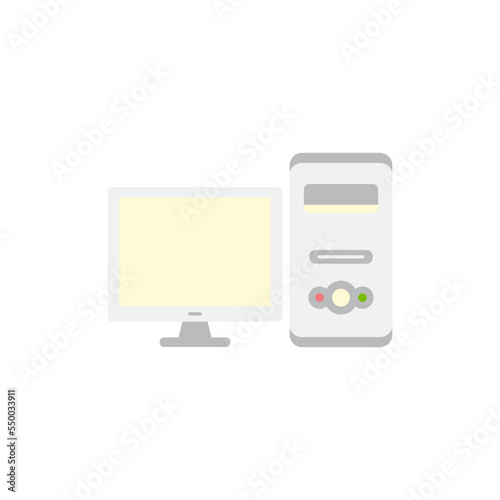 Personal computer icon in color, isolated on white background 