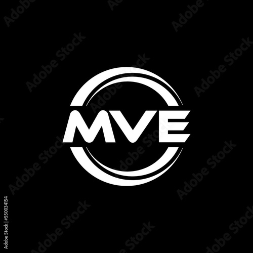 MVE letter logo design with black background in illustrator, vector logo modern alphabet font overlap style. calligraphy designs for logo, Poster, Invitation, etc. photo