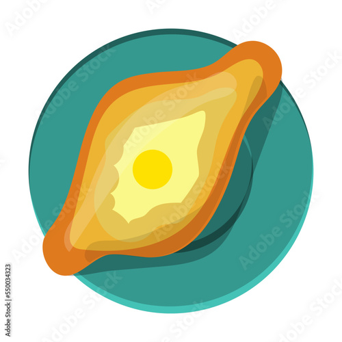 Khachapuri. Symbol of Georgia vector illustration. Georgian food, cuisine isolated on white background. Traveling, culture concept
