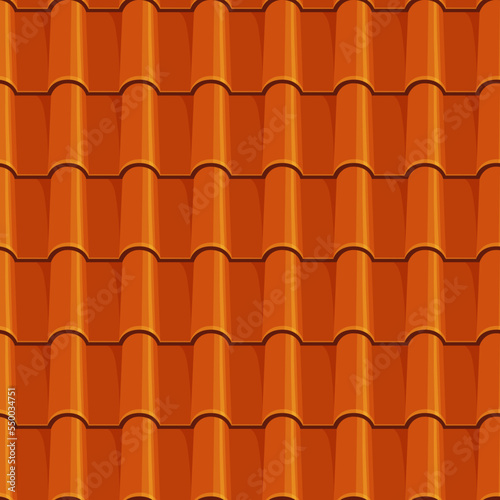 Chinese orange roof tile seamless pattern. Vector background with cartoon texture of ancient asian pagoda roofing materials. Fired clay or terracotta roof tiles of oriental temple or village house