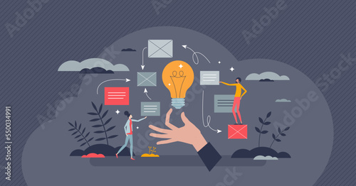 UX design or user experience process in website creation tiny person concept. Online digital tool with layout development and responsive web page alignment from project templates vector illustration.