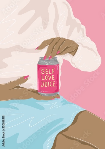 Girl holding self-love drink photo