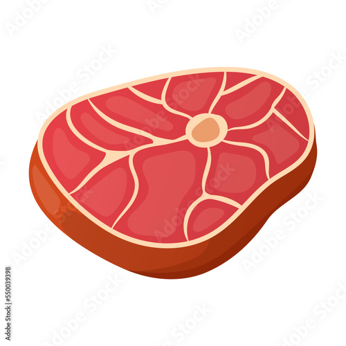 Piece of beef tenderloin for barbecue. Product vector ingredient illustration isolated on white background