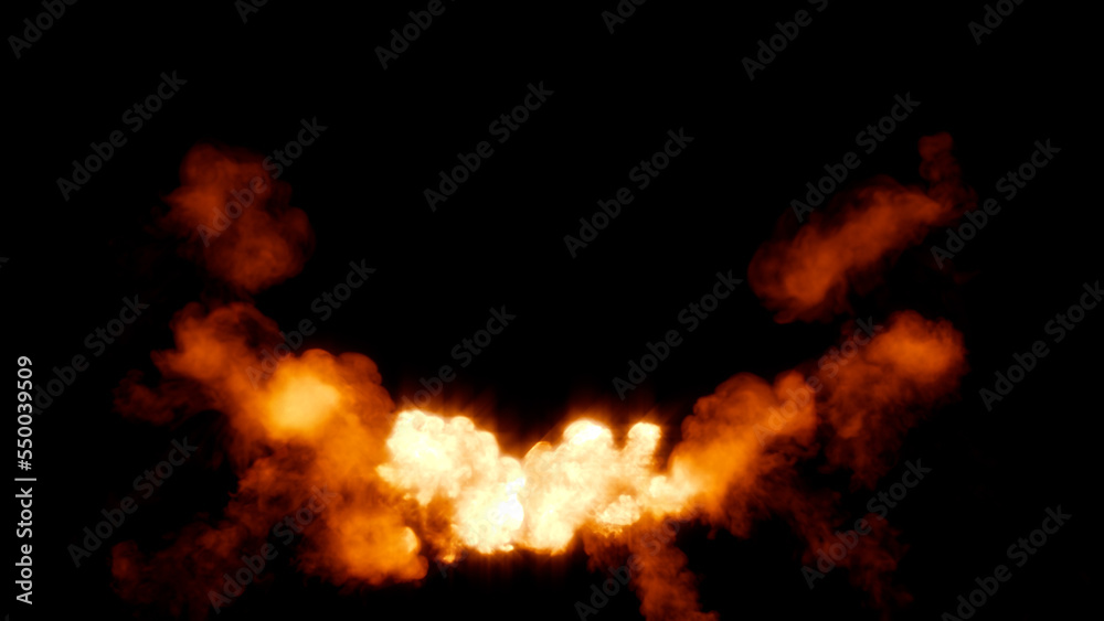 Burning fire bursting infernal effect, isolated - object 3D rendering