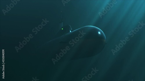 Heavy atomic submarine move underwater