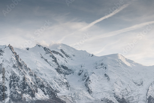 Photography Top of the snowy mountains in French Alps, France.