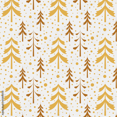 Seamless vector pattern with Christmas trees. Can be used for wallpaper, pattern fills, web page background, surface textures, gifts. Creative Hand Drawn textures for winter holidays.