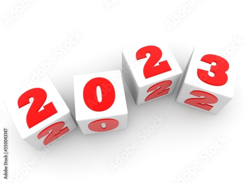 New and old year concept on white toy blocks