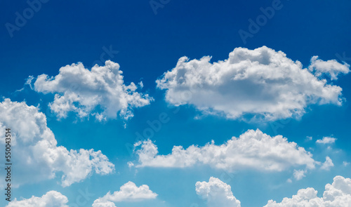 White clouds. Sky with fluffy white cloudscape texture. Blue sky nature background  Cloudy