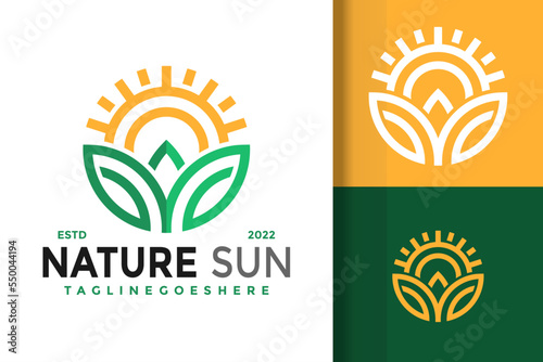 Nature Sun Logo Design, brand identity logos vector, modern logo, Logo Designs Vector Illustration Template