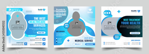Healthcare social media post and medical square web banner template