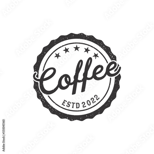 Simple Stamp Coffee Shop Logo Design Template Idea