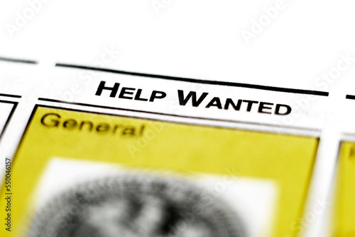 Help Wanted Classified Ad in Newspaper for Employment and Labor Jobs