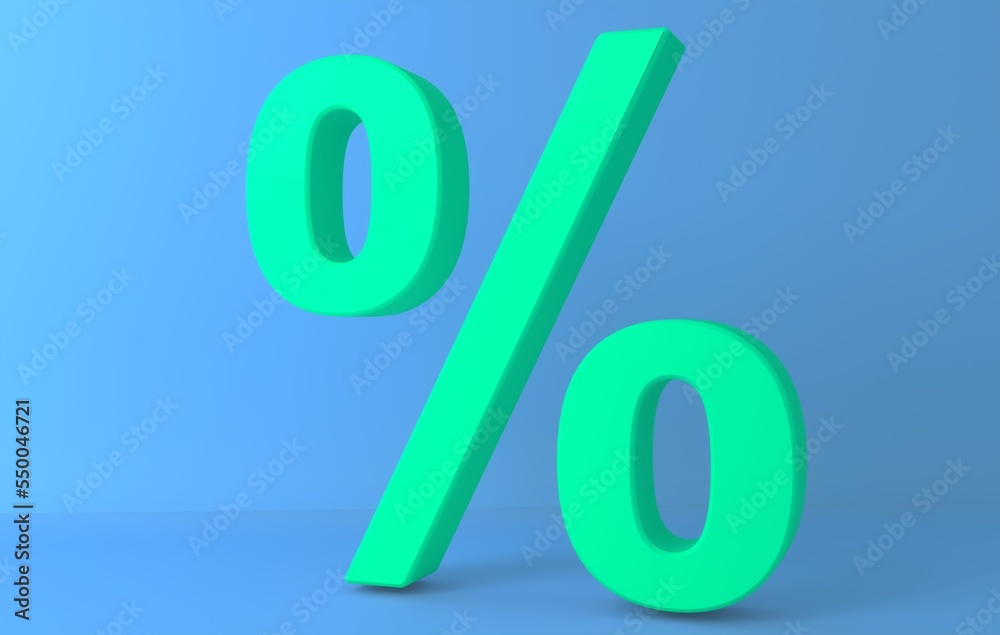 Percent sign isolated from background with copy space. 3d rendering Percent sign isolated from background with copy space. 3d rendering
