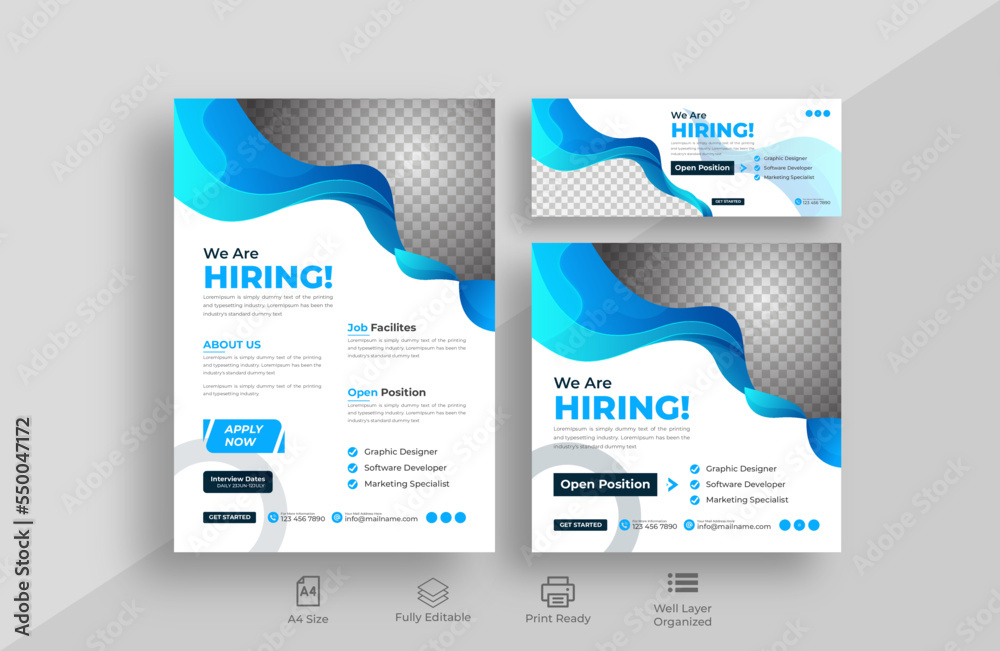 We are Hiring job vacancies Flyer ,Facebook Cover .and Social Media Instagram  banner Design