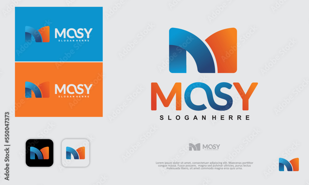 Obraz premium creative and minimalist M letter logo with gradient color