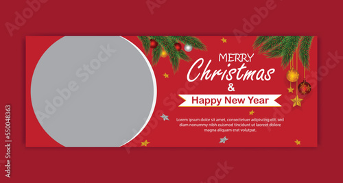 Merry Christmas and New Year social media cover and web banner templates