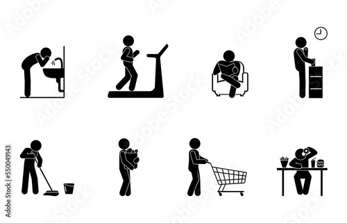 stick figure icon man, set of human silhouettes