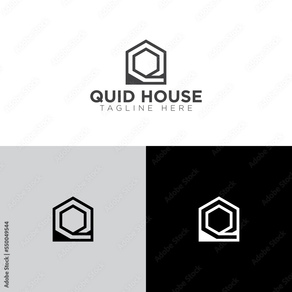 Obraz premium Q letter plus house logo template