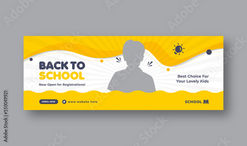 school admission facebook cover page layout and education web banner template