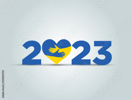 Happy New Year 2023 for Ukraine. A creative poster design on the subject of war between Ukraine and Russia. Hope for the best and a new beginning in new year