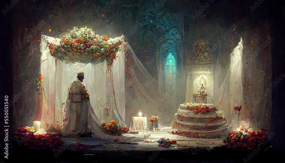 Behinde the scene of waiting the bride at the altar design illustration