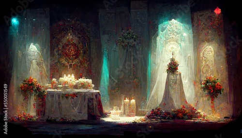 Foto Beautiful wedding altar in the church design illustration