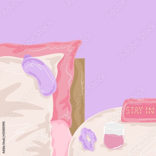 Girls bed and bedside table