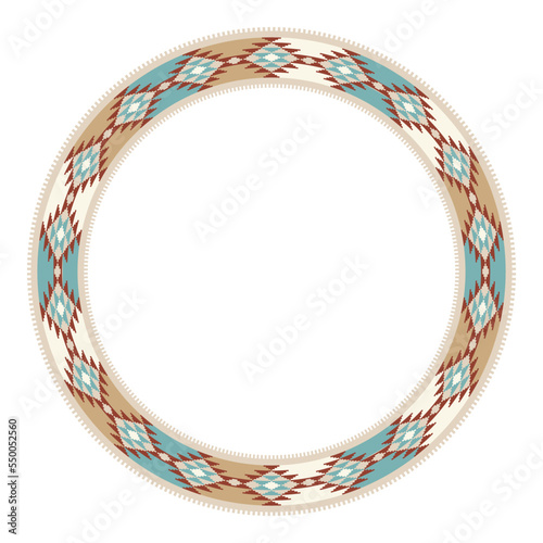 Round ethnic frame. Decorative circle border with tribal design.