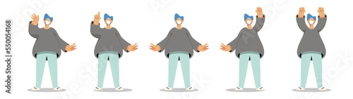 man in different poses, different hand positions, character storyboard template