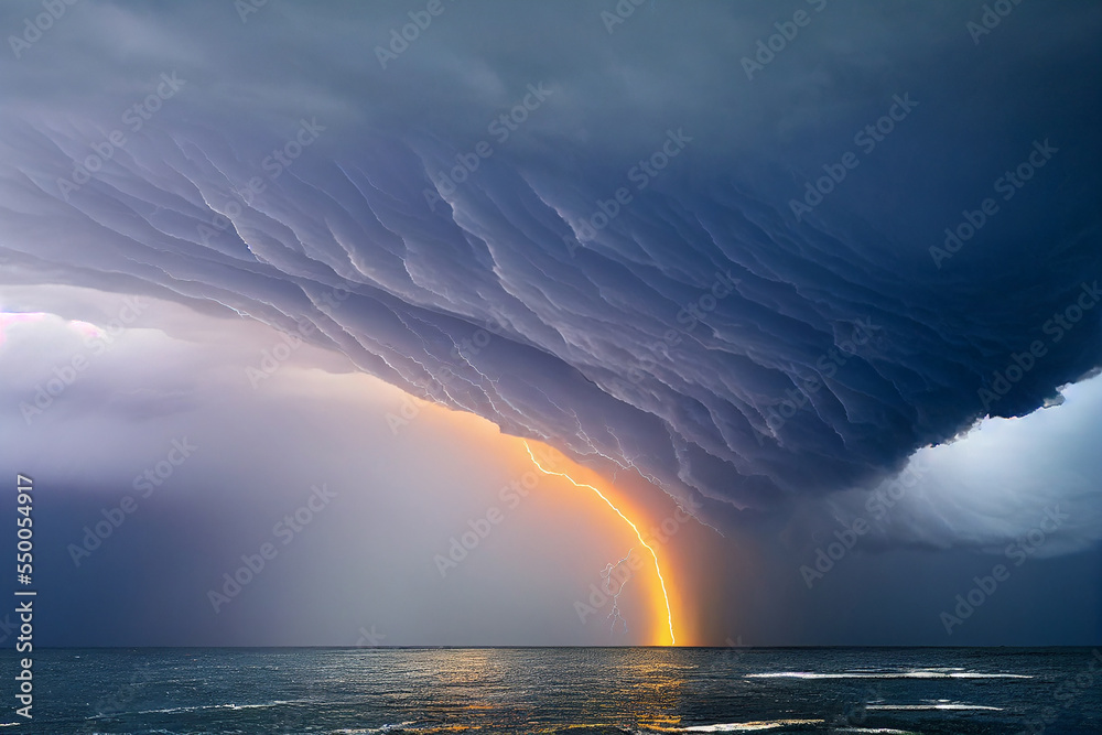 Tornado In Stormy Landscape - Climate Change And Natural Disaster Concept