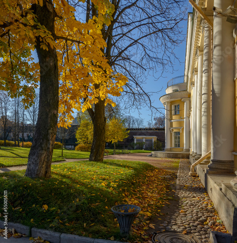 Walk through the Polish Garden at the Derzhavin estate on the embankment of the Fontanka River in St. Petersburg. photo