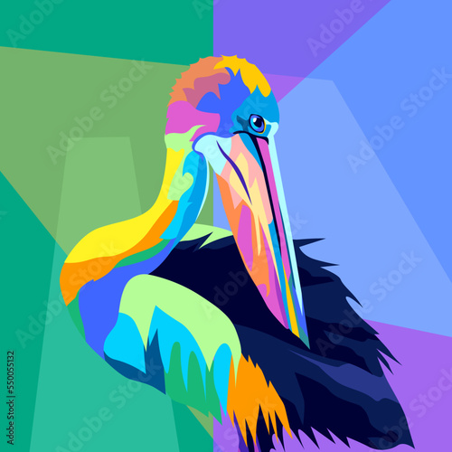 Wallpaper Mural pop art style pelican illustration Torontodigital.ca