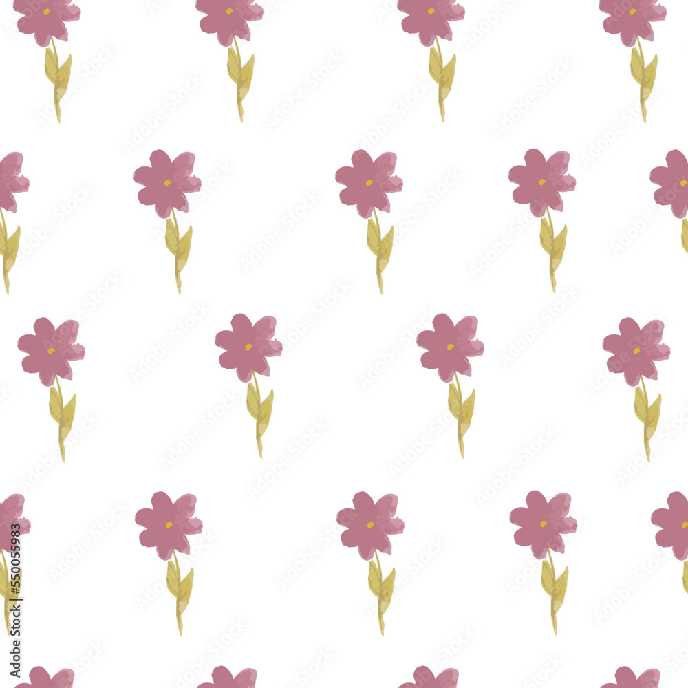 watercolor flowers on white background seamless pattern