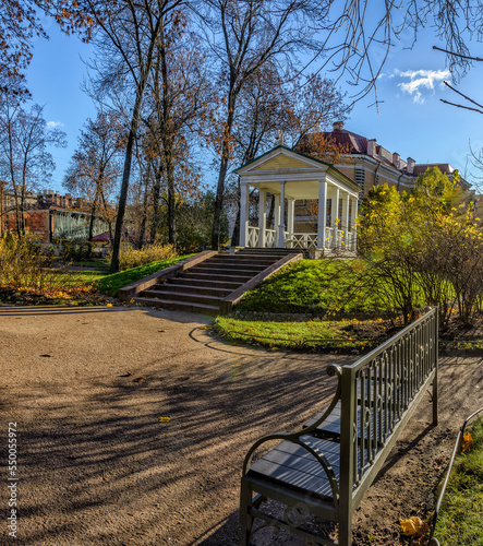 Walk through the Polish Garden at the Derzhavin estate on the embankment of the Fontanka River in St. Petersburg. photo