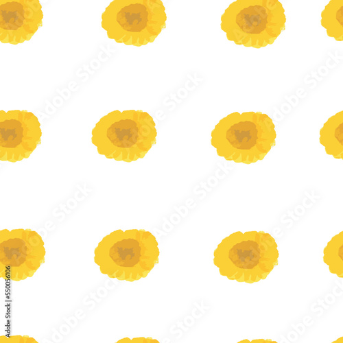 seamless pattern yellow flowers on white background