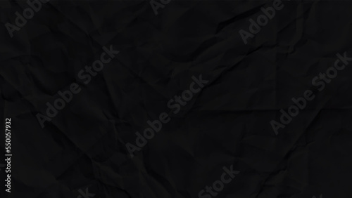 Black texture of crumpled paper. Vector illustration. Black crumpled paper texture pattern. Rough grunge old blank. Vector abstract background.