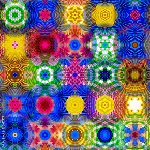 Abstract Colorful Kaleidoscope Patterns Background.