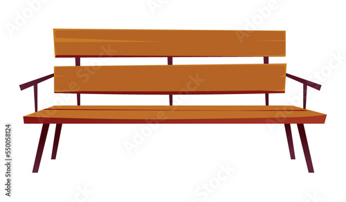 Vector Bench isolated. Park wooden bench illustration.